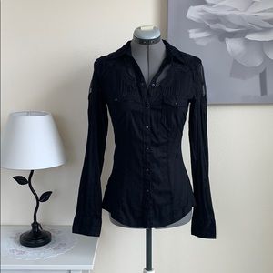 Black long sleeve top with lace detailing